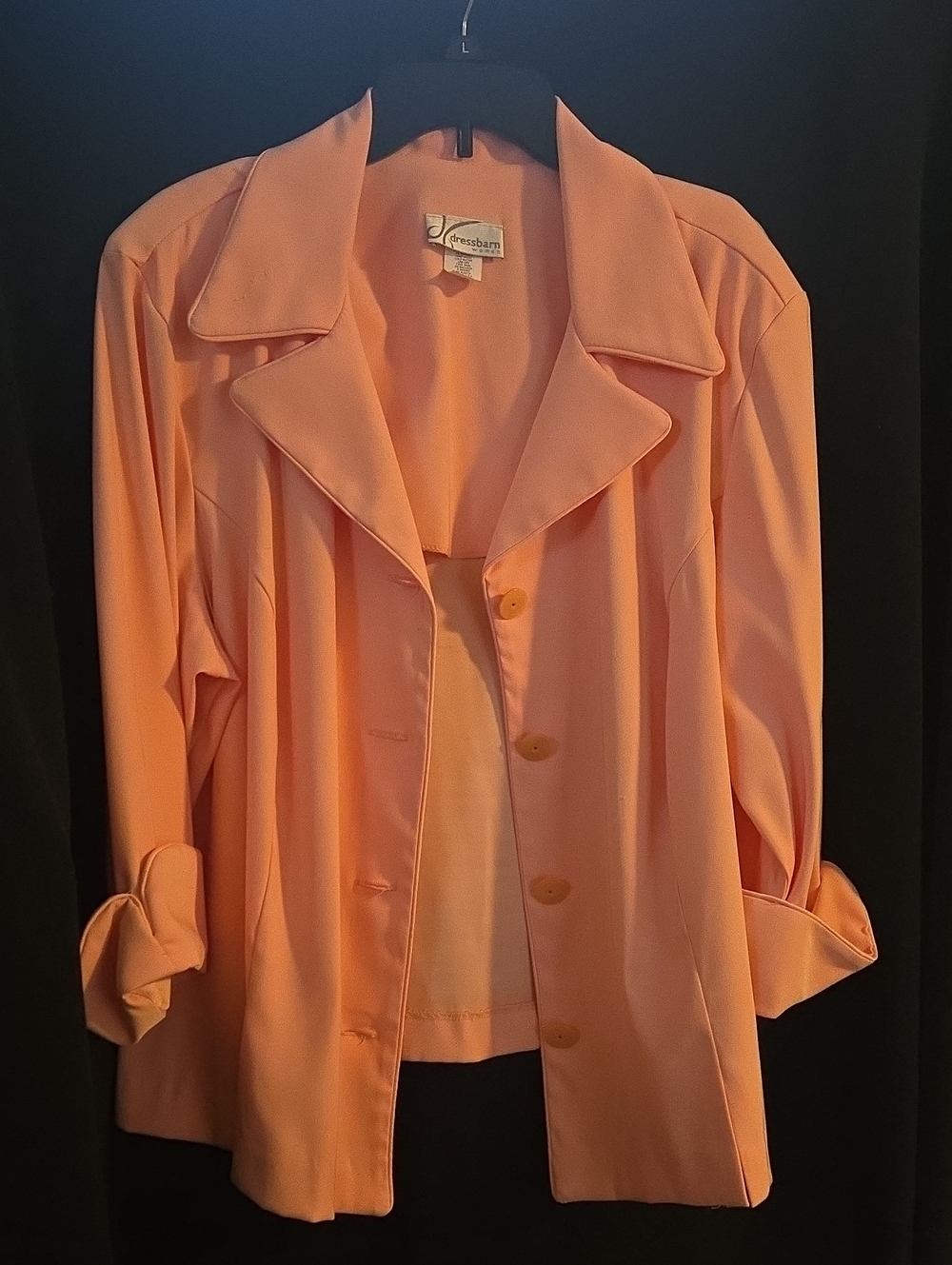 dressbarn Peach-Orange Button Front Blazer Jacket